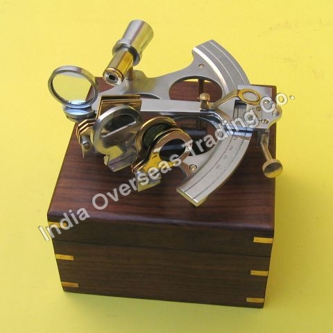 Nautical Aluminum Sextant - Brass, 6x4x2 Inches, 5x Magnification | Accurate Navigation, Precise Readings, Portable Size