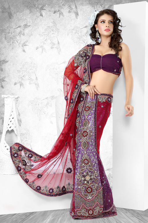 Stone Net Lehenga Saree