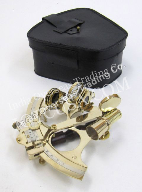 Brass Sextant With Leather Case - Brass, 6x4x2 Inches, 0.5 Degree Accuracy | Durable, Precise Measurements, Easy To Use, Case Pack 24
