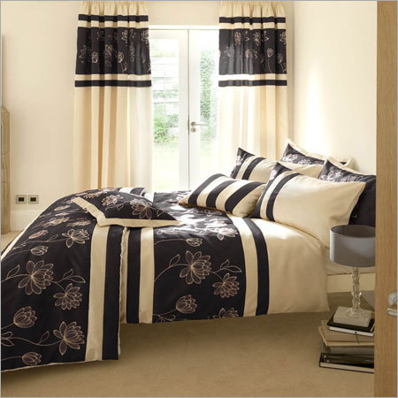 Beautiful Bedroom With Modern Bed Linen And Curtains