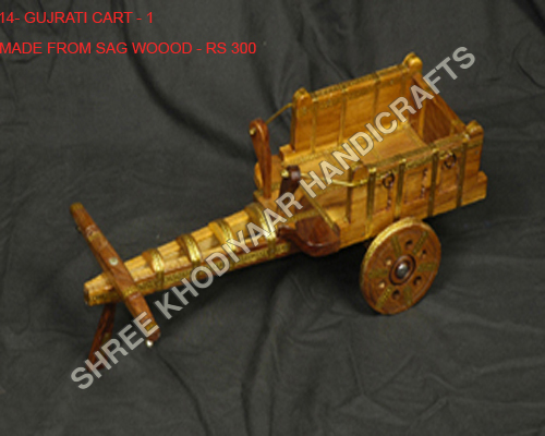Golden Colored Wooden Handicraft Cart