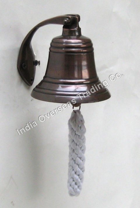 ALUMINUM COPPER BELL 4" - Aluminum Copper, 4 Inches, Antique Bronze | Loud Sound, Wall Mount, Twisted Rope
