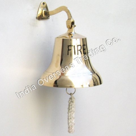NAUTICAL SOLID BRASS BRACKET BELL ENGRAVED 6" - Solid Brass, 6 Inch, Gold | Durable, Nautical Style, Loud Sound, Wall Mountable, FIRE Engraving, 24/Case