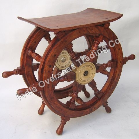 WOODEN SHIP WHEEL TABLE 24"