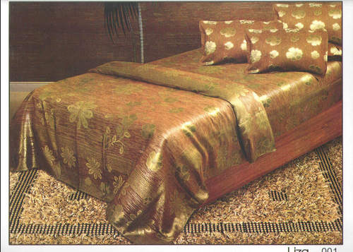 Bedsheet - Liza 003 - Cotton Blend, 94" x 104", Gold | Soft Feel, Durable, Elegant Design, Comfortable Sleep, Easy Care