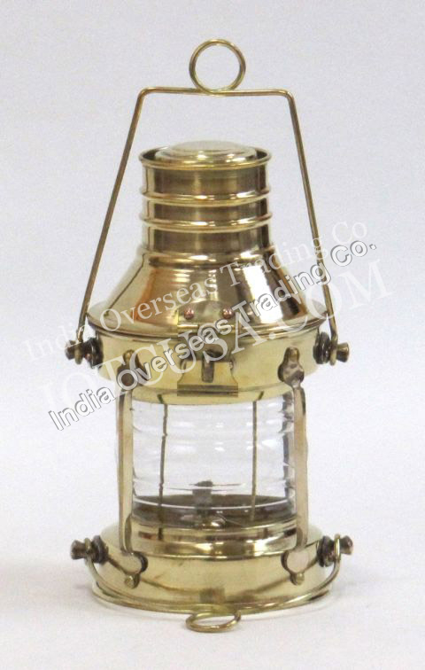 SOLID BRASS ANCHOR LAMP OIL LAMP 9"
