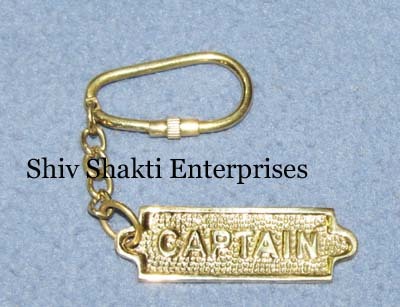 Captain Key Chain - Polished Brass 2x1 Inches, Engraving, Lightweight Durable