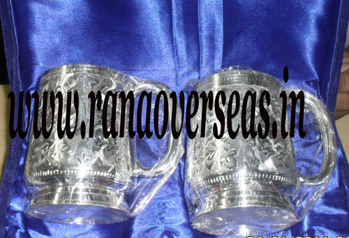 Engraved Silver Plated bear Mug Set of 2 pcs in Gift Box.