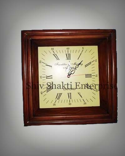Wood Clock - Wood 12x12 Inches Brown, Elegant Design Quartz Movement