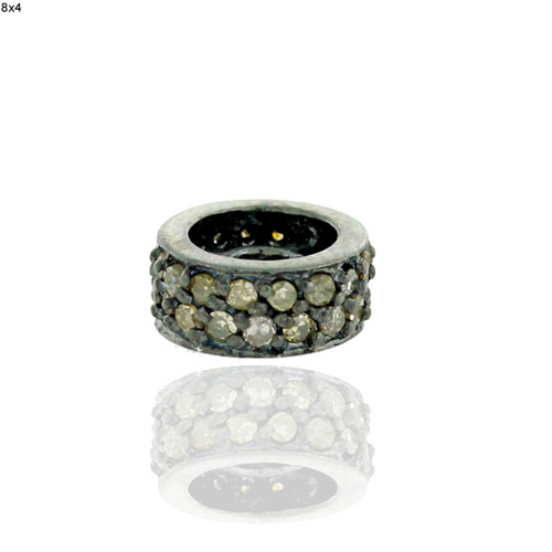 Pave Diamond Spacer - Silver with 0.27 Ct Diamonds, Polished Finish, Elegant Design
