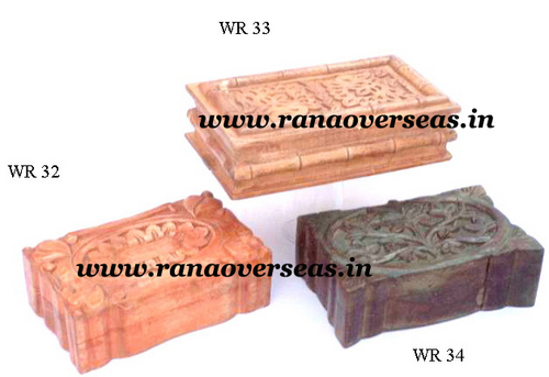 Polished Antique Look Mango Wood Carved Boxes
