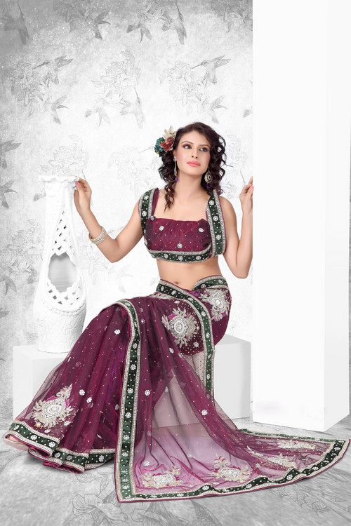 Stone Studded Majestic Net Saree
