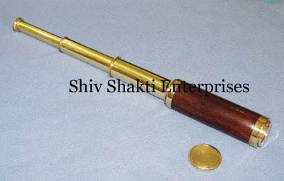 Big Pullout Telescope - Brass, 10 Inch, 1 Inch Diameter | 10x Magnification, Achromatic Lens, Portable, Polished Finish