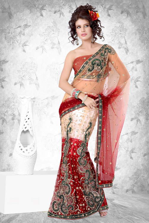 Shaded Net Lehenga Saree