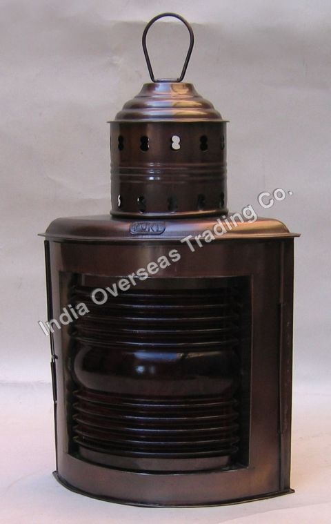 LARGE SHIP LIGHT RED PORT OIL LANTERN 14"