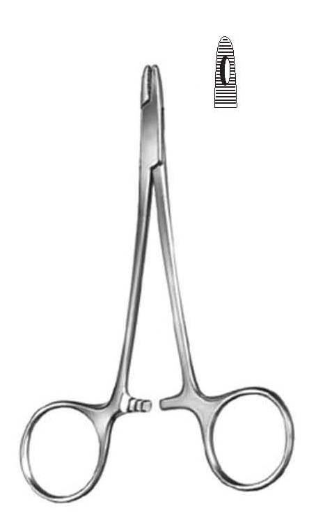 DERF Needle Holder - Stainless Steel 12 cm, Intricate Tip, Locking Jaw, Ring Handles