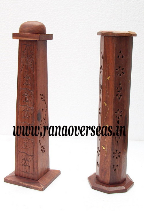 Polished Sheesham Wood Incense Pillar