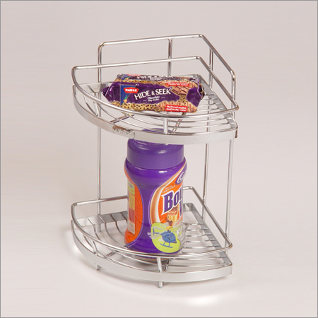 Kitchen & Canteen Accessories & Equipment - Stainless Steel 10x10x20cm, Chrome Finish, Wall Mount, Two Tiers, Space Saving Design