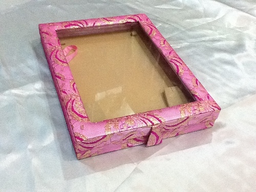 Fabric Boxes - Fabric and Plastic, Variable Dimensions, Pink | Clasp Closure, Clear Window, Customizable Sizes, Durable Material, Elegant Design