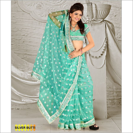 Ethnic Sarees in silver butti work