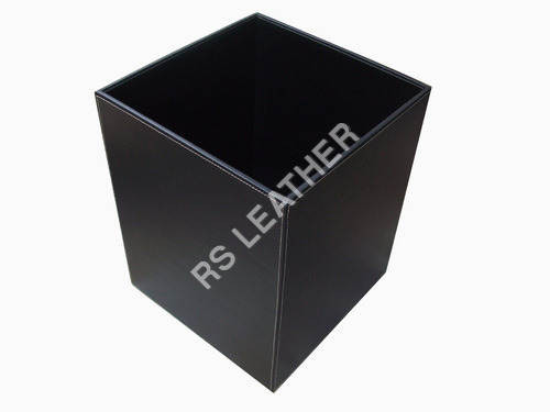 Black Leather Waste bin