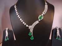 Green Onyx American Diamond Necklace