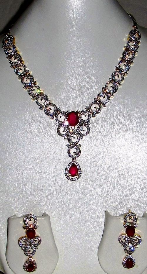 White American Diamond Studded Necklace