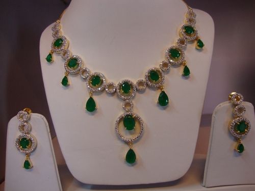 AD Semi Precious Stone Necklace Set