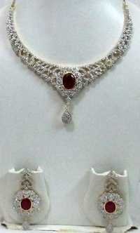 Garnet and White AD Necklace set