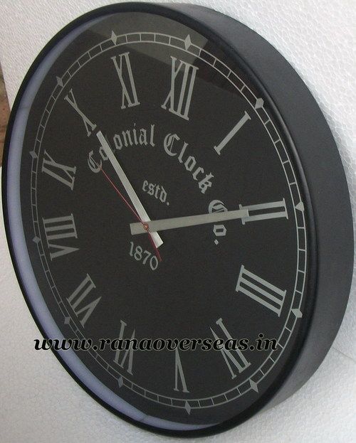 Black Wall Hanging Metal Clock In 18 Inches