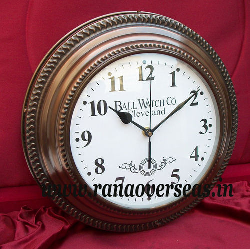 Dark Brown Wall Hanging Metal Clock In 12 Inches