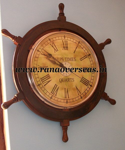 Wall Hanging Wooden Ship Wheel Clock.