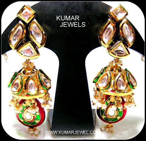 KUNDAN JHUMKIS EARRINGS.