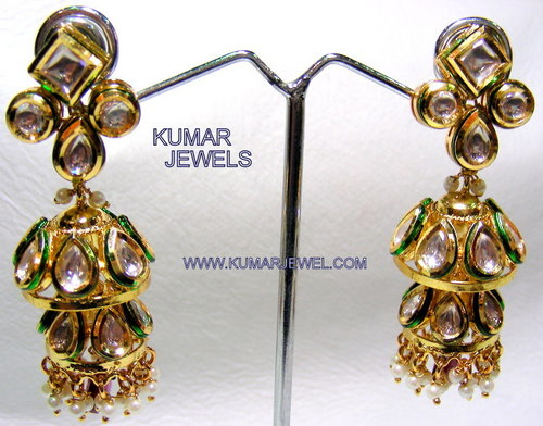 KUNDAN JHUMKI EARRINGS. 