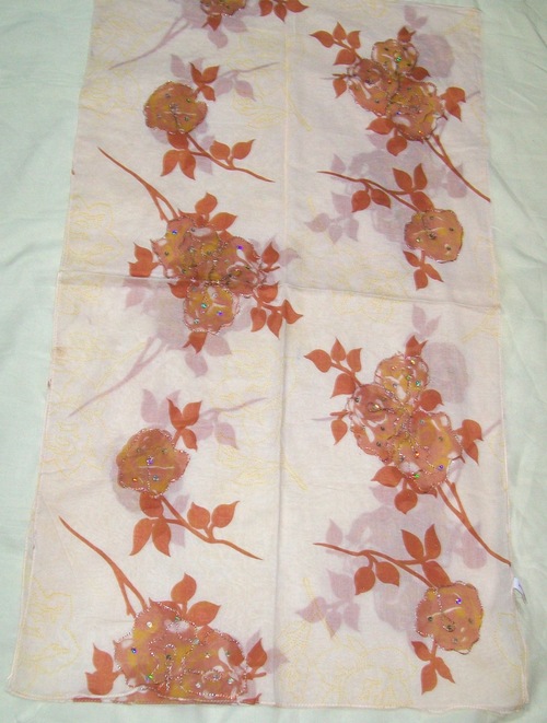 Cotton Printed Embroidered Scarves