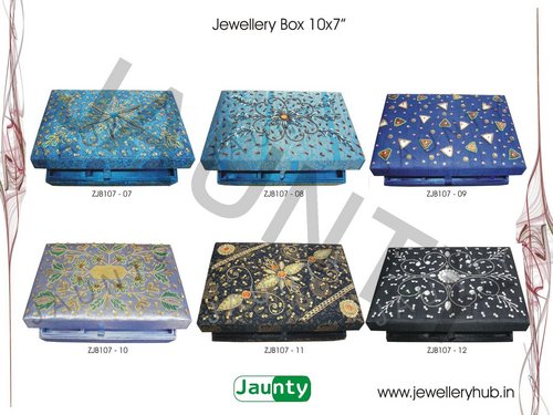 Jewellery Box 10x7 Inches - Cardboard/Wood, Blue | Decorative, Protective, Durable, Organized