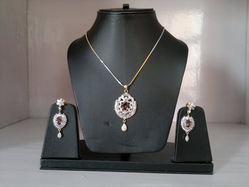 Finest Quality Attractive Design American Diamond Pendant Set