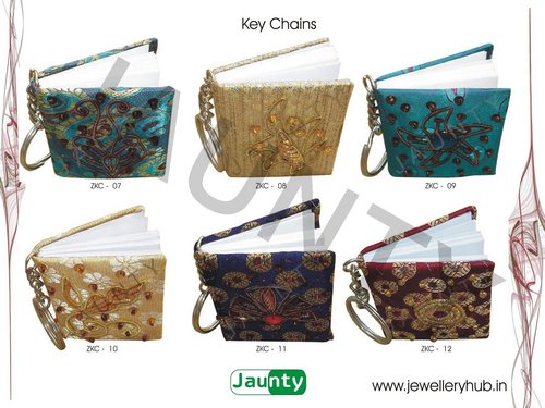 Key Chains - Fabric & Metal 5-8 cm Dimensions Gold Color Embroidered Design | Attractive Look Durable Design Multiple Styles Various Colors