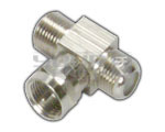 T Connector to 2 F Socket to 1 F Plug Mini - Nickel-Plated Brass, DC-3GHz, 75 Ohms | Signal Distribution, Compact Size, Durable Design