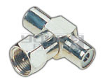'T' Connector to 2 RCA Socket to1 'F' Plug