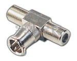 'T' Adaptor to 2 'F' Socket to 1 'F' Plug Connector Self Locking