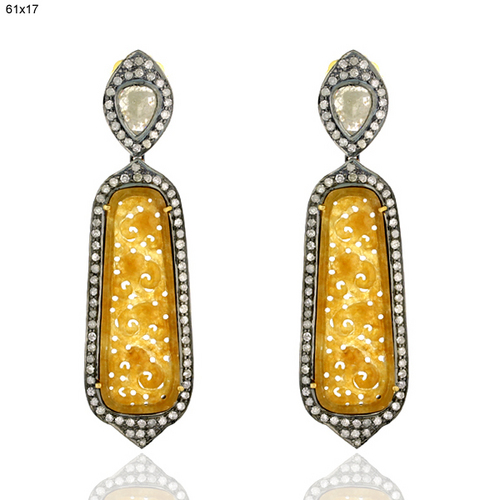 Jade Pave Diamond Gold Earrings