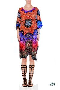 DEVARSHY Animal Print Short Embellished Kaftan