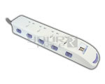 4 Outlet Power Strip 2 USB Female Charger With Individual Switch