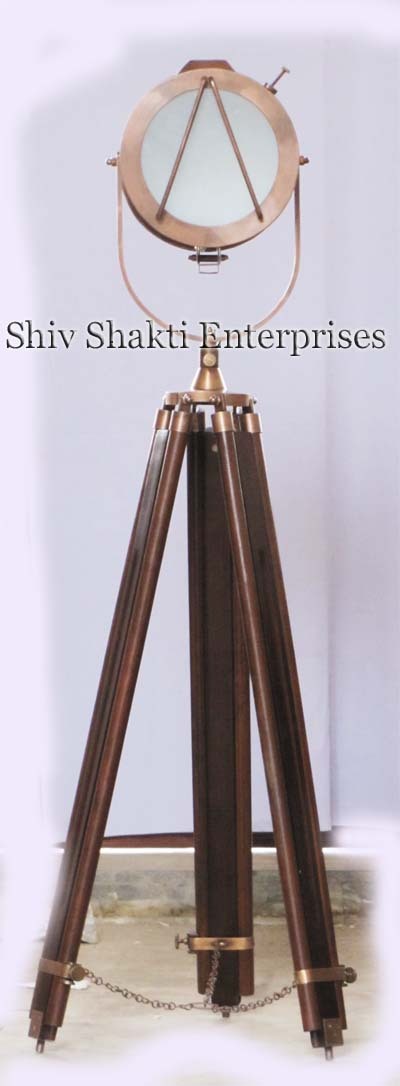 Copper Antique Search Light With Tripod Stand