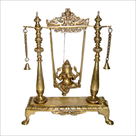 Easy To Install Brass Child Ganesha In Swing