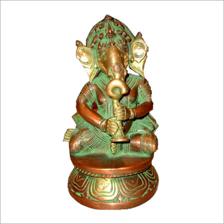 Copper Ganpati Playing Flute