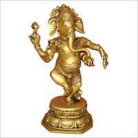 Dancing God Statues - Carved Metal, 13" Size, Antique Gold Yellow | Durable Design, Eye-Catching Finish, Religious Hindu Themed Decor
