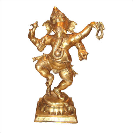 Dancing 4 arm Brass Ganesh