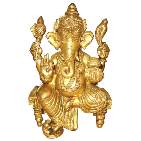 Intricate Brass Ganesh Statue